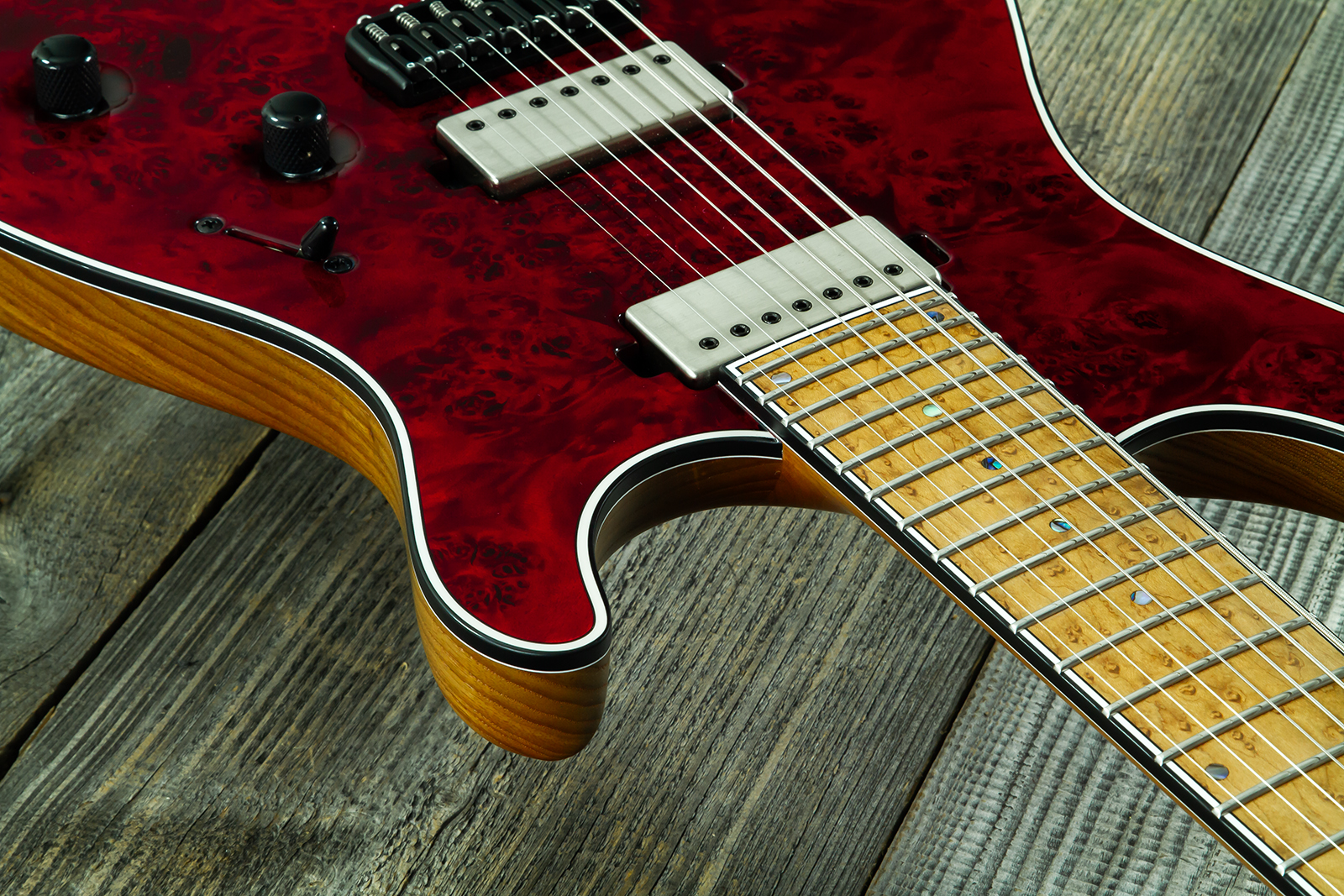 Mayones Guitars Regius 7c Baryton 2h Velvetrone Ht Eb #rf2602251 - Trans Red - Baritone guitar - Variation 4
