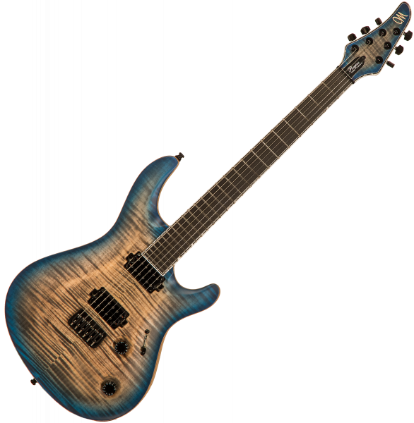Solid body electric guitar Mayones guitars Regius Core Classic 6 #RF2204447 - Jean black 2-tone blue sunburst satine