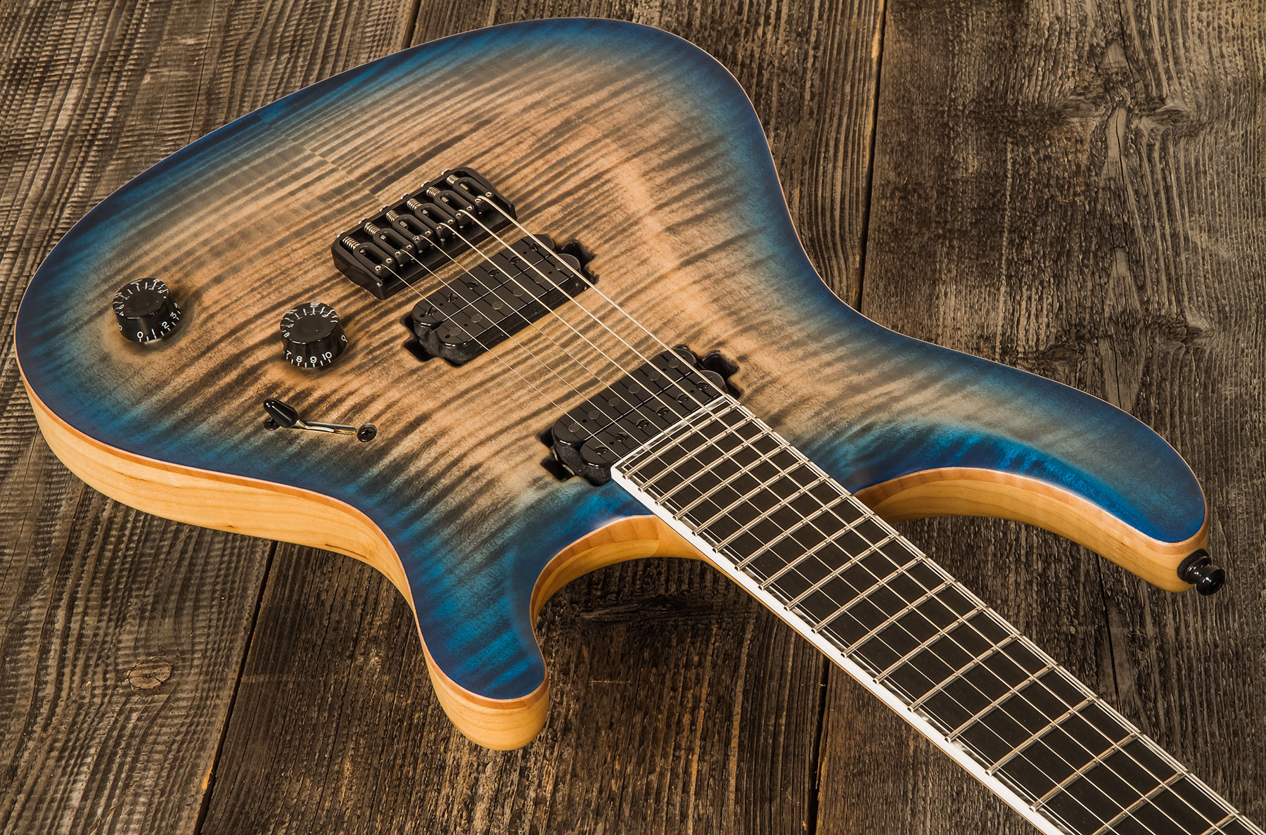 Mayones Guitars Regius Core Classic 6 Ash 2h Tko Eb #rf2204447 - Jean Black 2-tone Blue Sunburst Satine - Double cut electric guitar - Variation 1