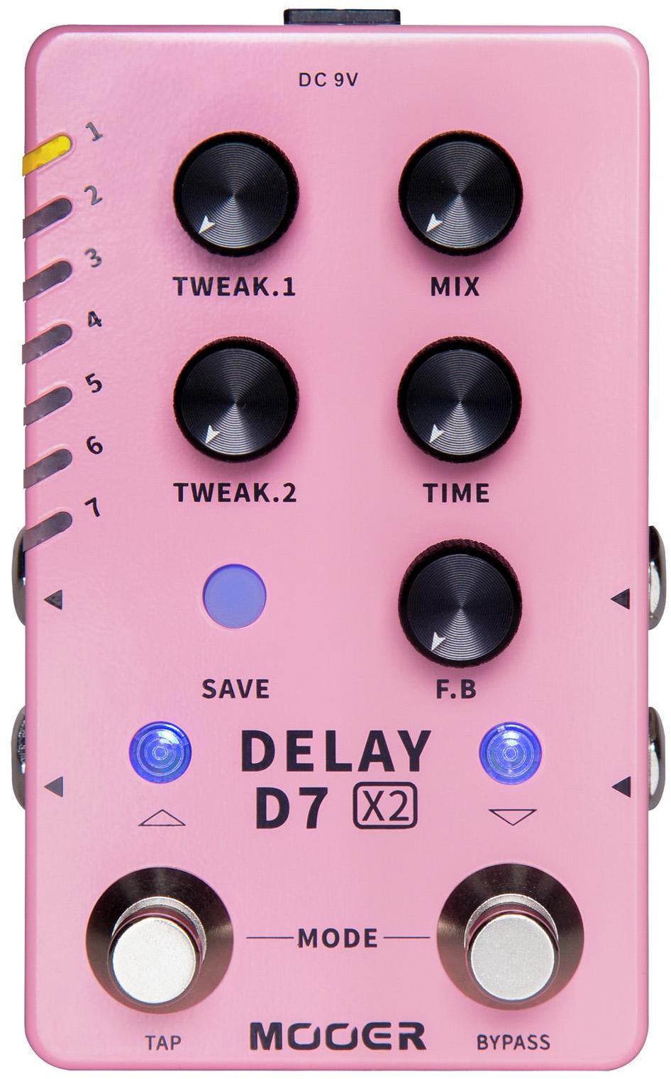 Reverb, delay & echo effect pedal Mooer D7X2 Delay