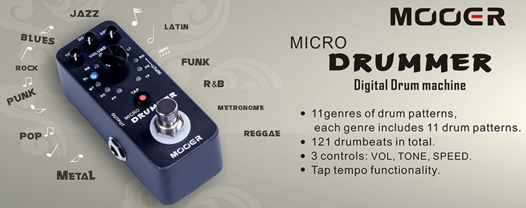 Mooer Micro Drummer Digital Drum Machine - - Drum machine - Variation 2