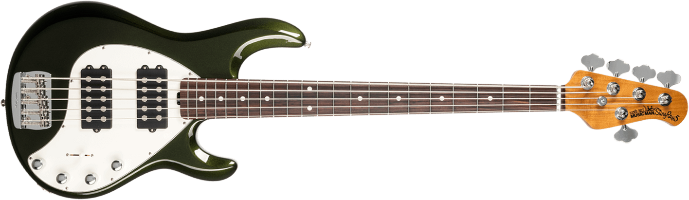 Music Man Stingray Special Hh 5c Active Rw +housse - Fallout Green - Solid body electric bass - Main picture