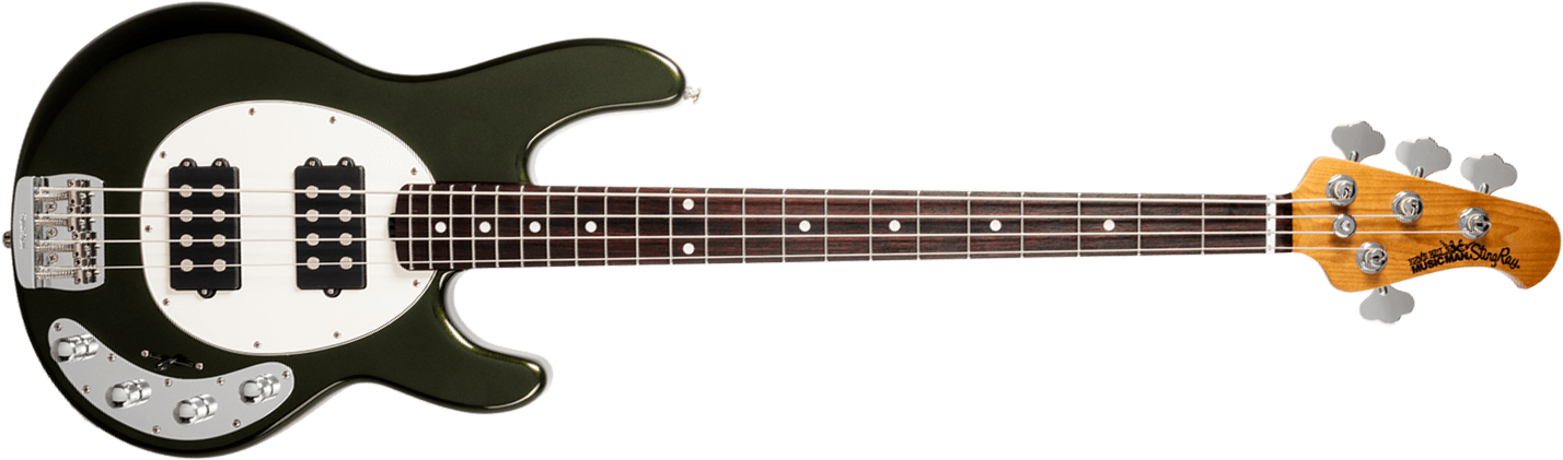 Music Man Stingray Special Hh Active Rw +housse - Fallout Green - Solid body electric bass - Main picture