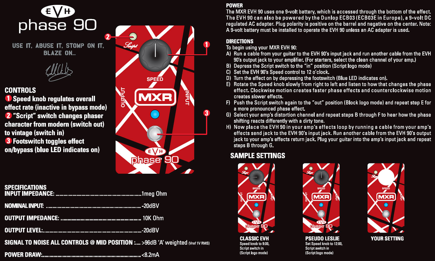 Mxr Eddie Van Halen Evh90 Phase 90 Signature - Modulation, chorus, flanger, phaser & tremolo effect pedal - Variation 2