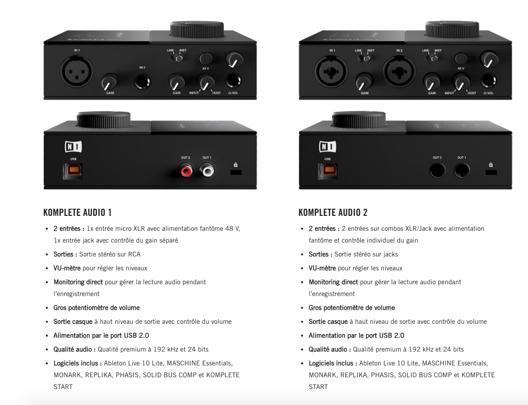 Komplete Audio 1 / Audio 2 : Audio Interfaces