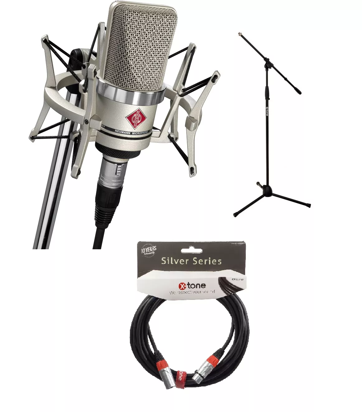 TLM 102 Studio Set + xh 6000 Pied Micro + Xlr Xlr 6M Microphone pack with  stand Neumann