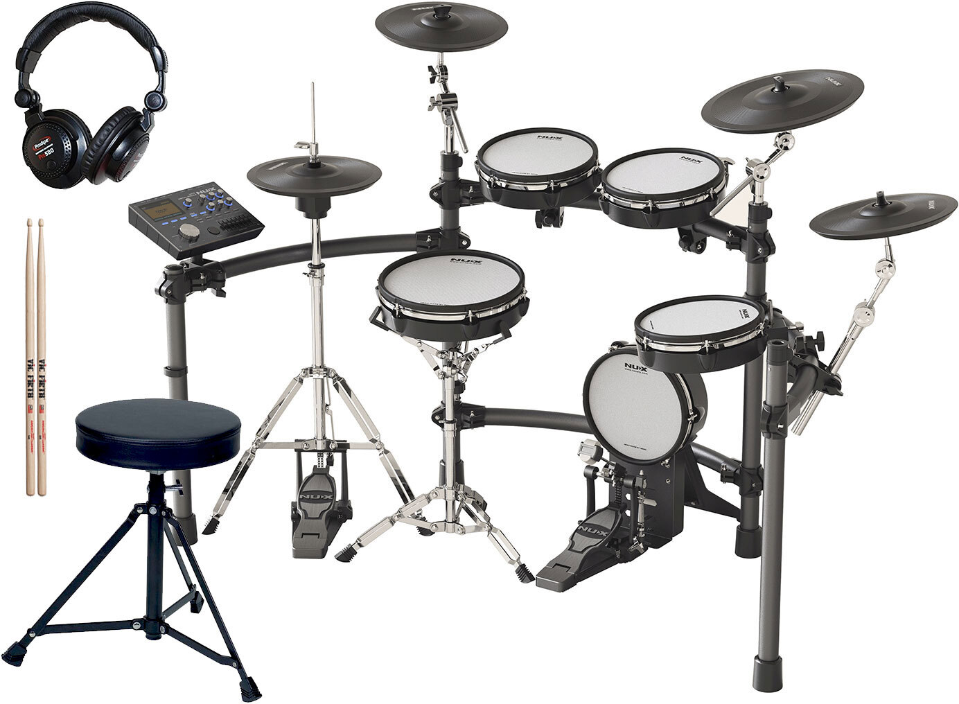 Nux Dm-8  + American Classic 5a Hickory + Pro580 + Dt90 Basix 100 Series - Electronic drum kit & set - Main picture