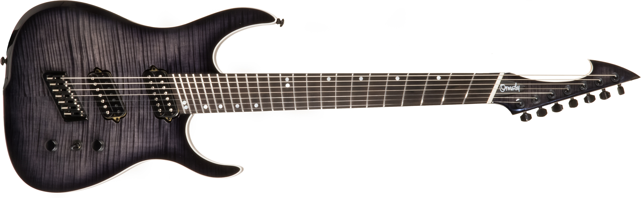 Ormsby Hype Gtr 7 Swamp Ash Flame Maple Hh Ht Eb - Dahlia Black - Multi-Scale Guitar - Main picture