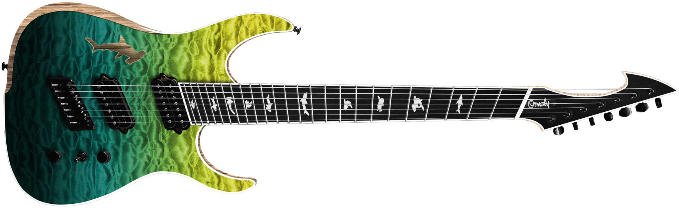 Ormsby Hype Gtr Shark 7c Multiscale 2h Ht Eb - Carribean Blue/green - Multi-Scale Guitar - Main picture