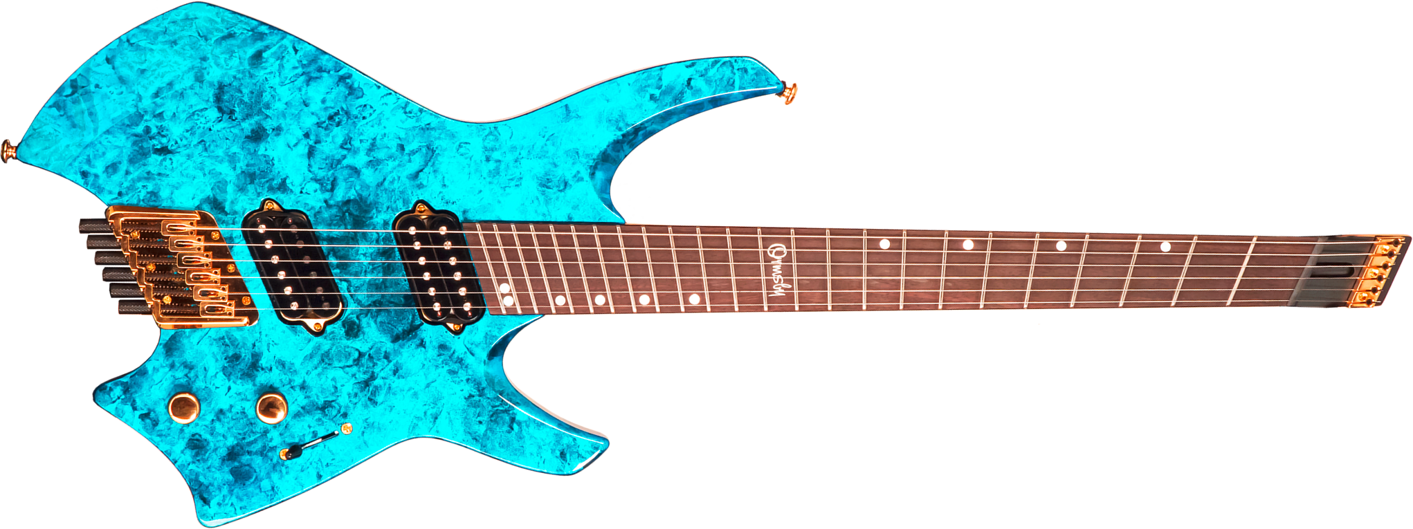 Ormsby Roberto Barros Goliath Headless Gtr Signature 6c Multiscale 2h Ht Eb - Cyborg Green - Multi-Scale Guitar - Main picture