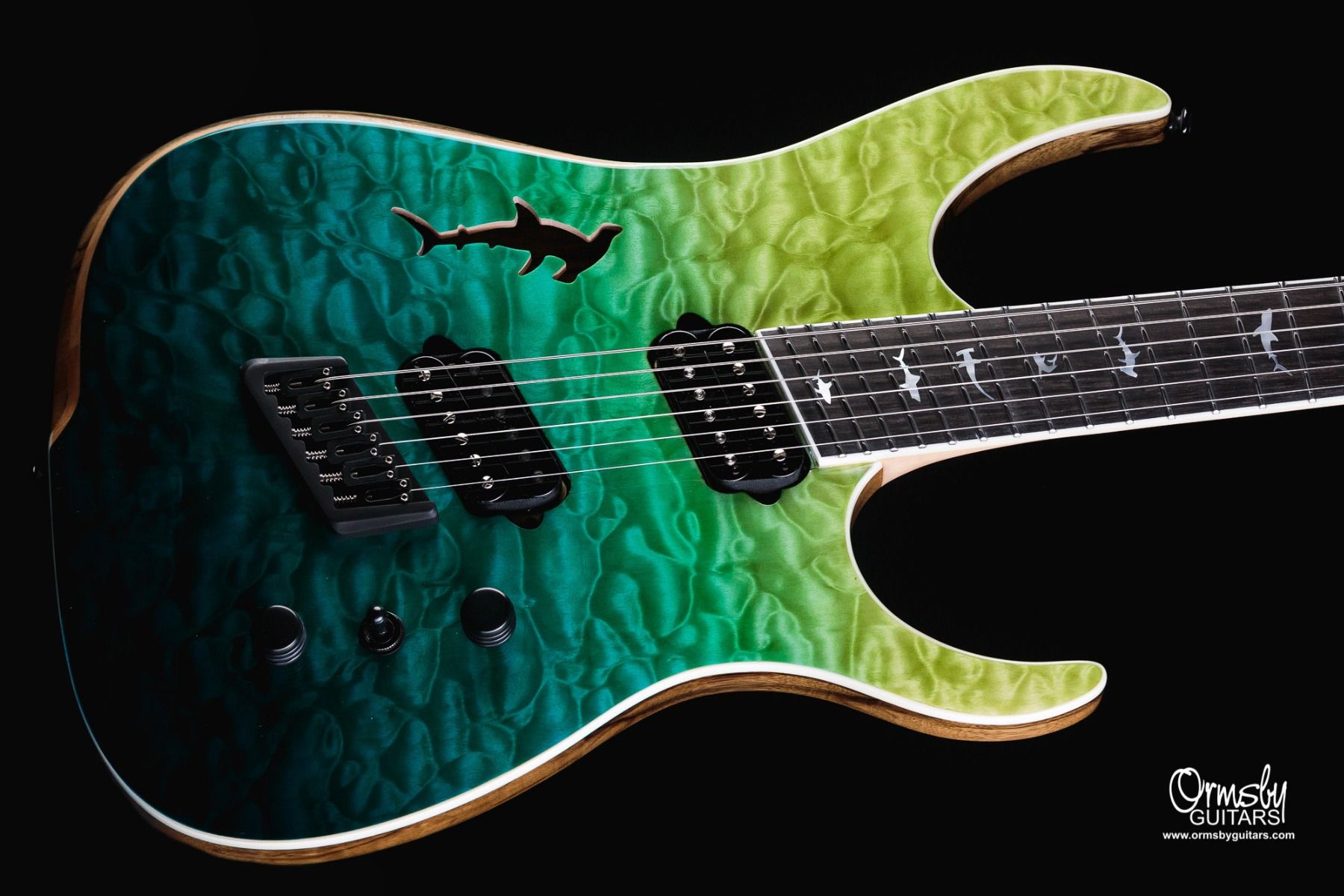 Ormsby Hype Gtr Shark 6c Multiscale 2h Ht Eb - Carribean Blue/green - Multi-Scale Guitar - Variation 2