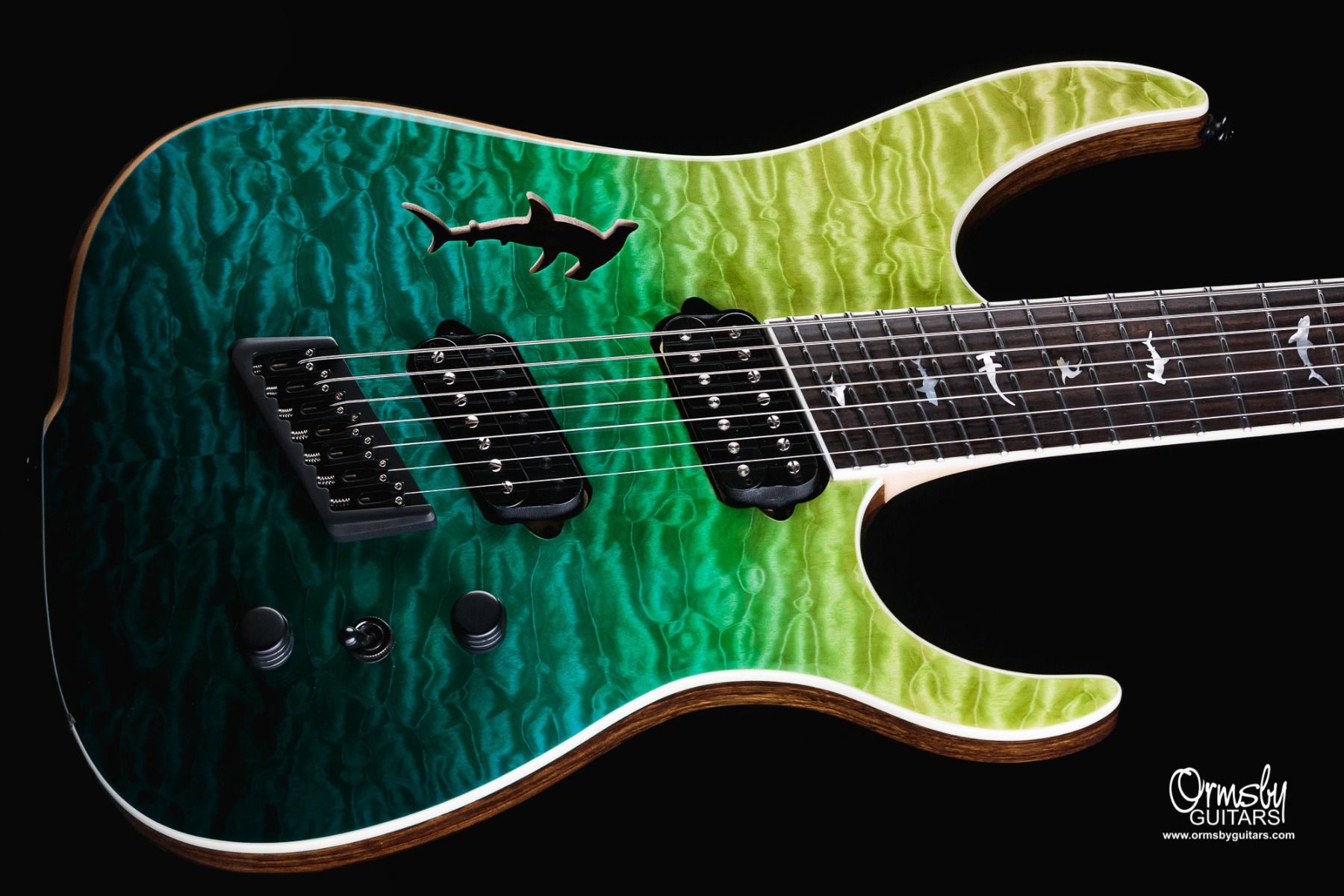 Ormsby Hype Gtr Shark 7c Multiscale 2h Ht Eb - Carribean Blue/green - Multi-Scale Guitar - Variation 2
