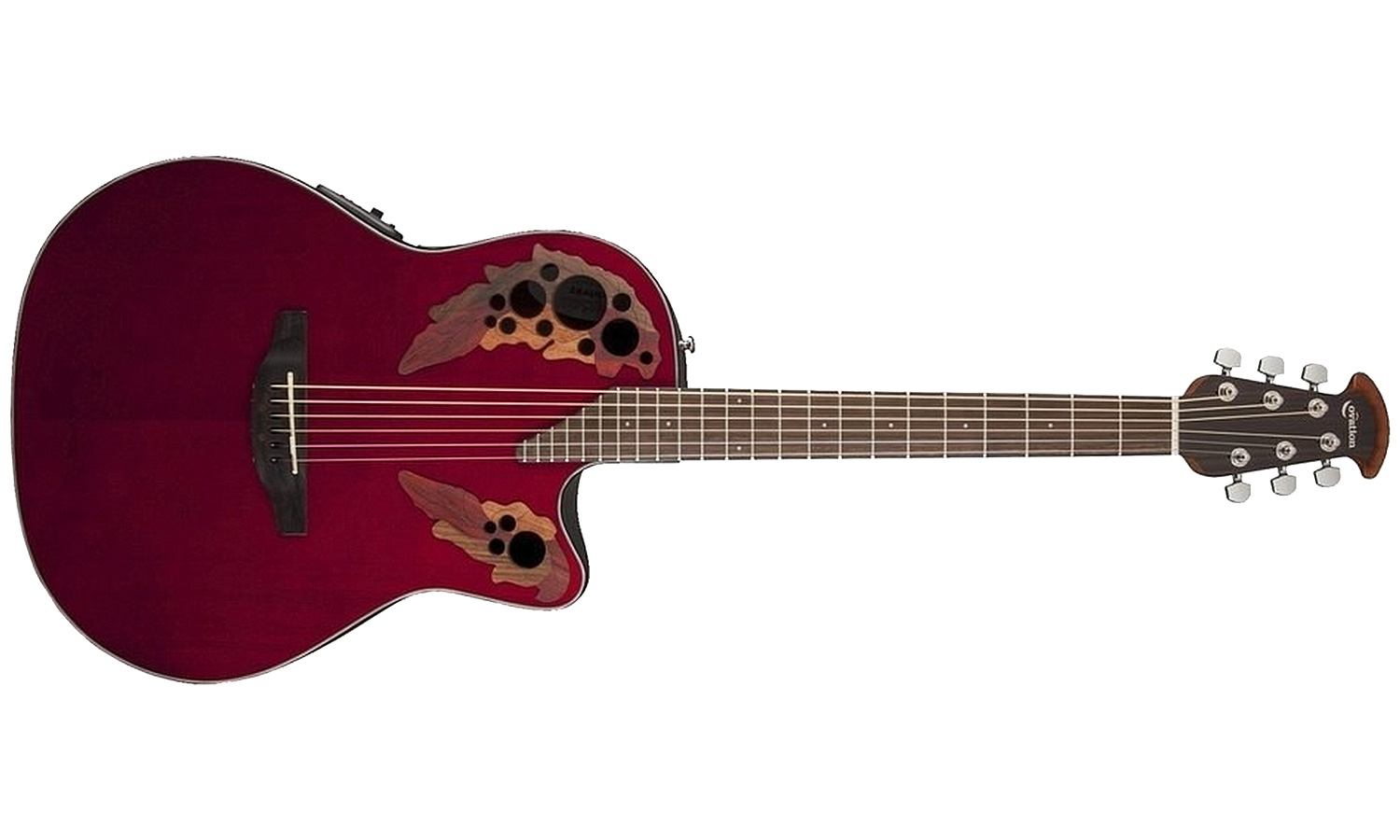 Ovation Ce44-rr Celebrity Elite Mid Depth Cw Epicea Lyrachord Rw - Ruby Red - Electro acoustic guitar - Variation 1