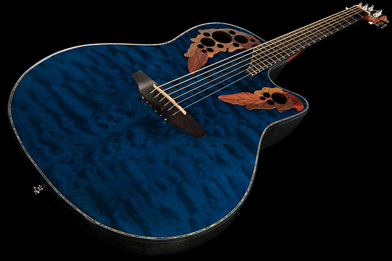 Ovation Ce44p-8tq Celebrity Elite Plus Mid Depth Cw Erable Lyrachord Rw - Trans Blue - Electro acoustic guitar - Variation 2