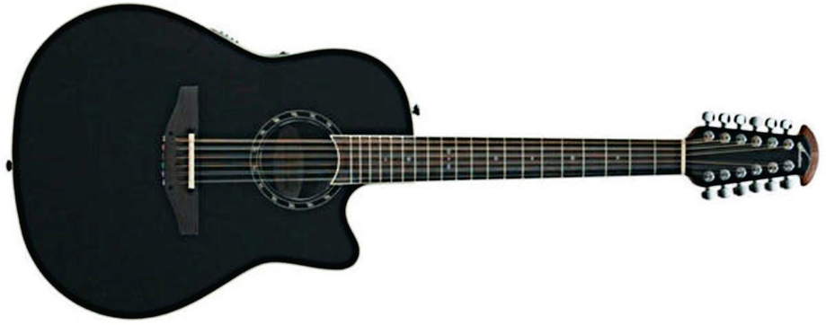 Ovation 2751ax-5 Balladeer Standard 12c Deep Contour Depth Cw Epicea Lyrachord Wal - Black - Electro acoustic guitar - Main picture