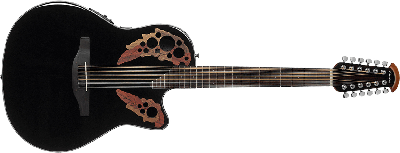 Ovation Ce4412-5 Celebrity Elite 12c Mid Cutaway - Black - Electro acoustic guitar - Main picture