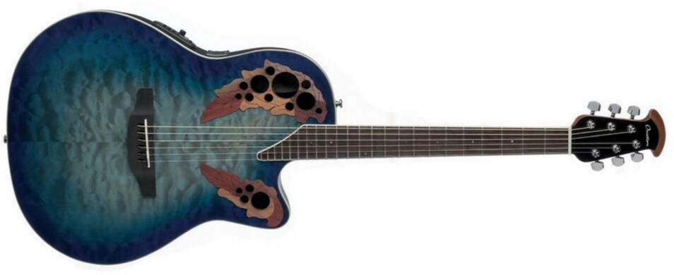 Ovation Celebrity Elite Plus Super Shallow Ce48p-rg - Caribbean Blue - Electro acoustic guitar - Main picture