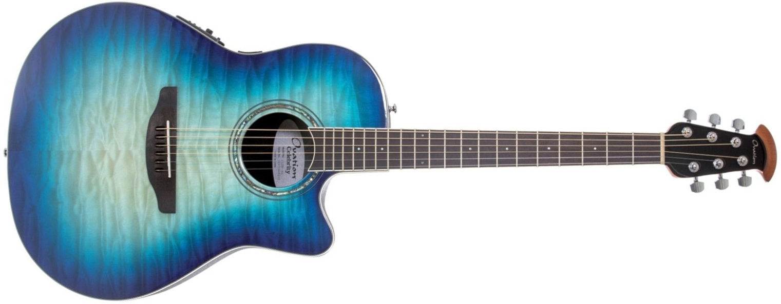 Ovation Cs28p-rg Celebrity Tradition Super Shallow Depth Cw Erable Lyrachord Ova - Caribbean Blue - Electro acoustic guitar - Main picture