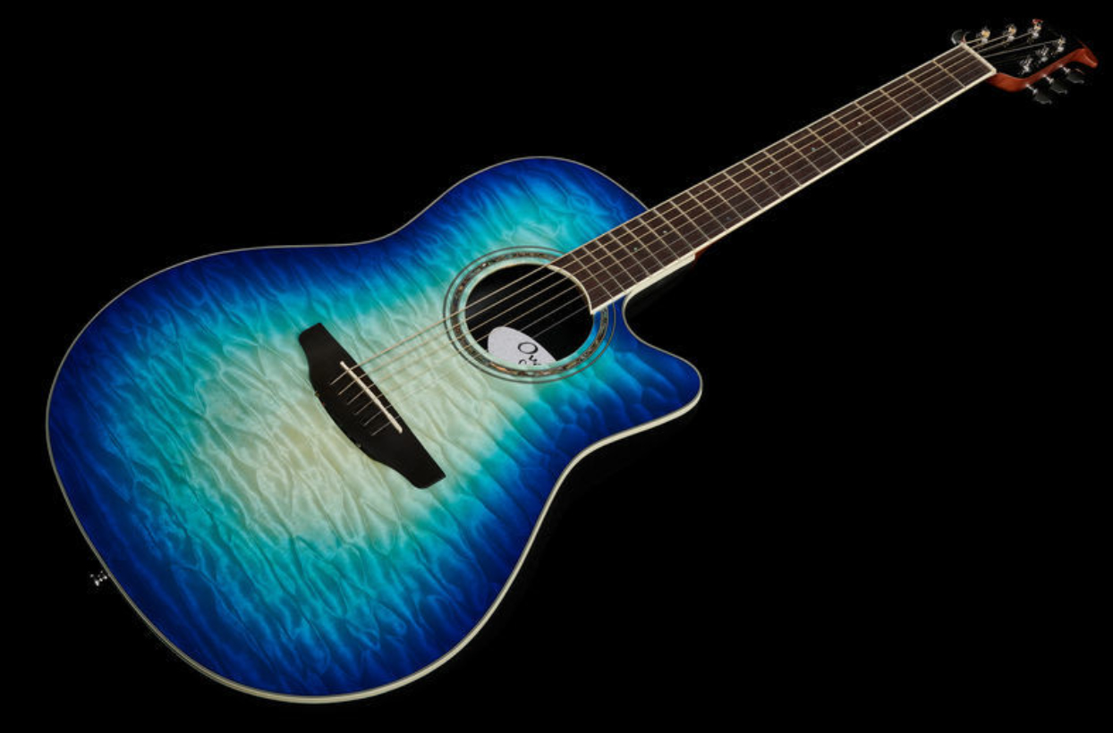 Ovation Cs28p-rg Celebrity Tradition Super Shallow Depth Cw Erable Lyrachord Ova - Caribbean Blue - Electro acoustic guitar - Variation 1