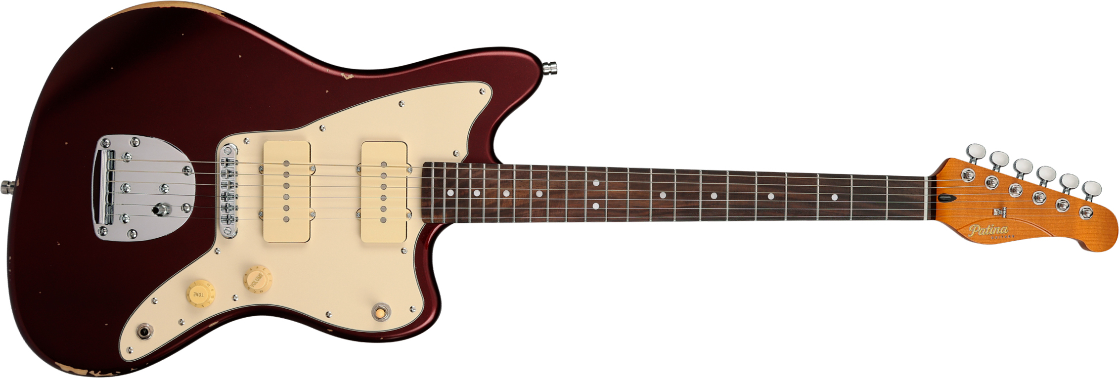 Patina Guitars Pj6 Ox R 2s Trem Rw - Oxblood Red Relic - Retro rock electric guitar - Main picture