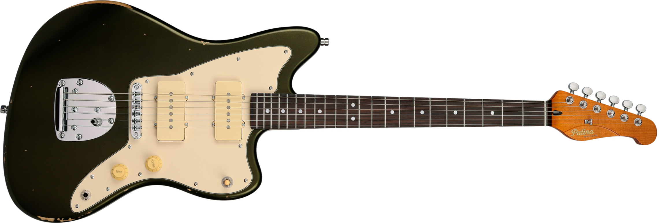Patina Guitars Pj6 Sgr R 2s Trem Rw - Sherwood Green Relic - Retro rock electric guitar - Main picture
