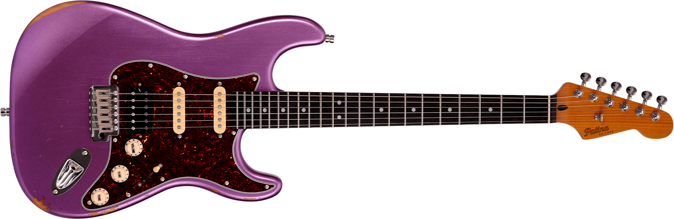 Patina Guitars Ps7 Pp R Hss Trem Rw - Purple Relic - Str shape electric guitar - Main picture