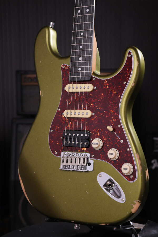 Patina Guitars Ps7 Sgr R Hss Trem Rw - Sherwood Green Relic - Str shape electric guitar - Variation 2
