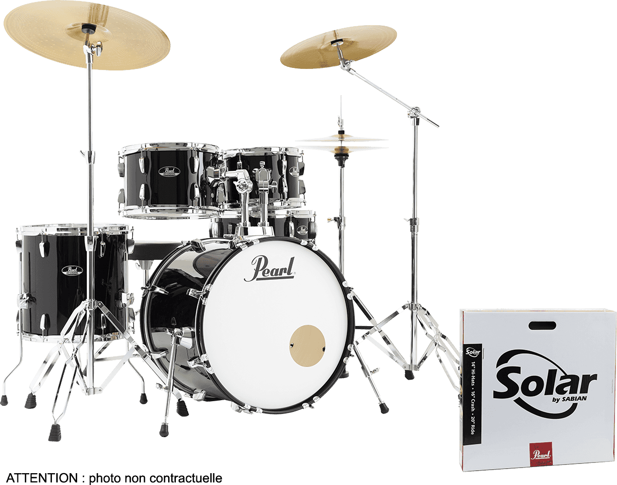 Pearl Roadshow Fusion 20 + B50 + Pack Solar Sabian Jet Black - 4 FÛts - Jet Black - Standard drum kit - Main picture