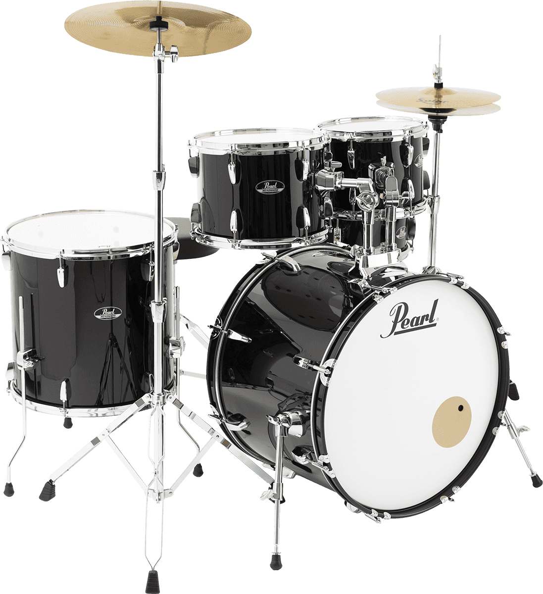 Pearl Rock 22 5 Futs + Pack Sabian Solar - Jet Black - Rock drum kit - Main picture