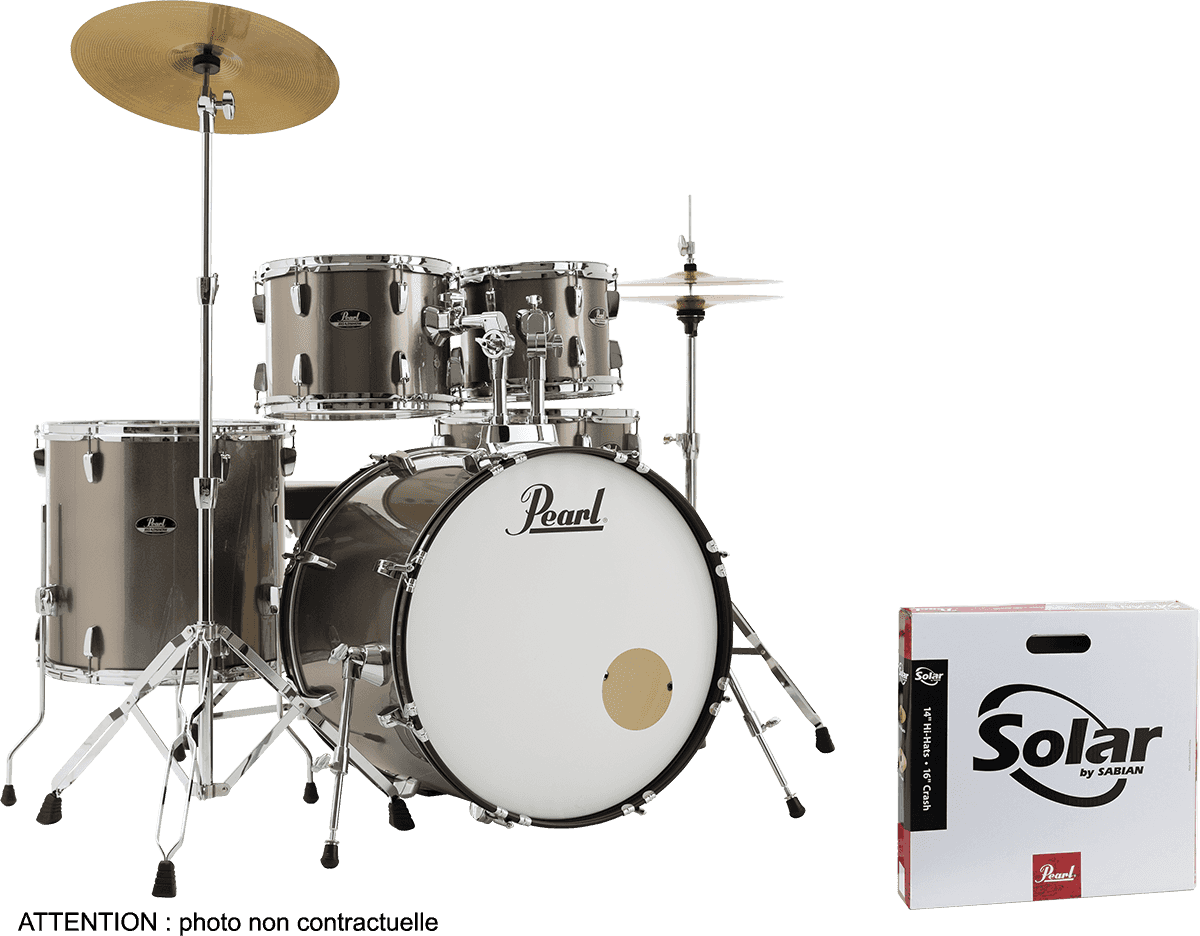 Pearl Rock 22 5 Futs + Pack Sabian Solar - Bronze Metallic - Rock drum kit - Main picture