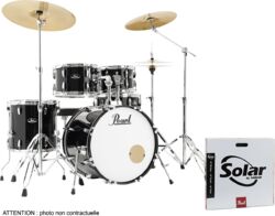Standard drum kit Pearl Roadshow Fusion 20 + B50 + Pack Solar Sabian Jet Black - 4 shells - Jet black