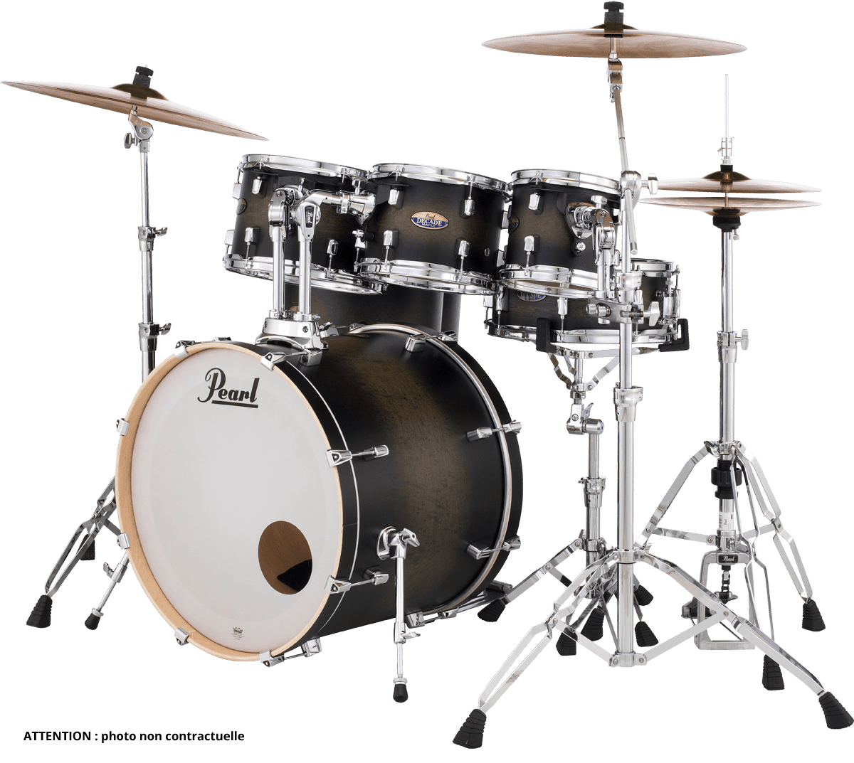 Pearl Decade Maple Stage 22 Satin Black Burst - Satin Black Burst - Rock drum kit - Variation 1