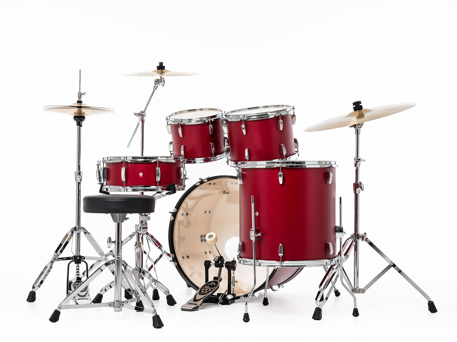 Pearl Roadshow Fusion 20 + B-50 + Ride 20 Matte Red - Matte Red - Fusion drum kit - Variation 1