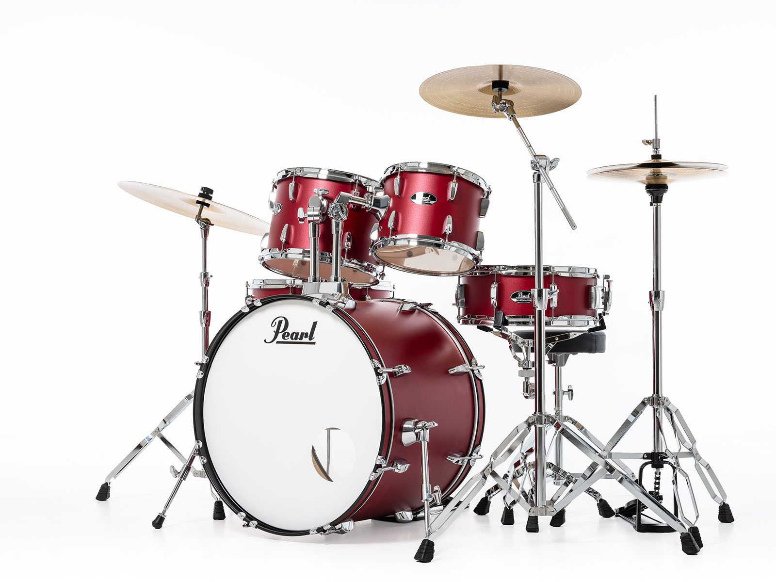 Pearl Roadshow Fusion 20 + B-50 + Ride 20 Matte Red - Matte Red - Fusion drum kit - Variation 2