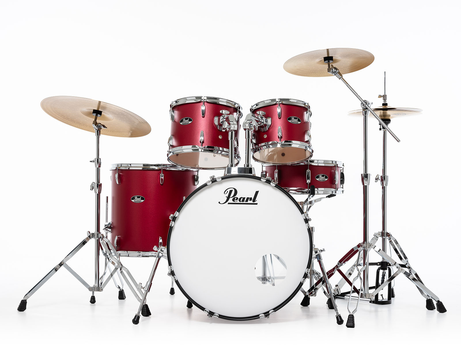 Pearl Roadshow Fusion 20 + B-50 + Ride 20 Matte Red - Matte Red - Fusion drum kit - Variation 3