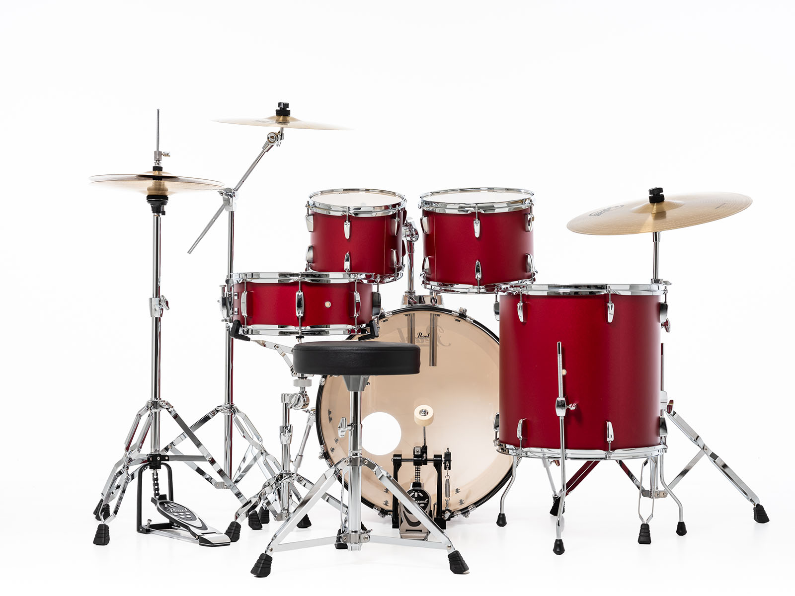 Pearl Roadshow Fusion 20 + B-50 + Ride 20 Matte Red - Matte Red - Fusion drum kit - Variation 5