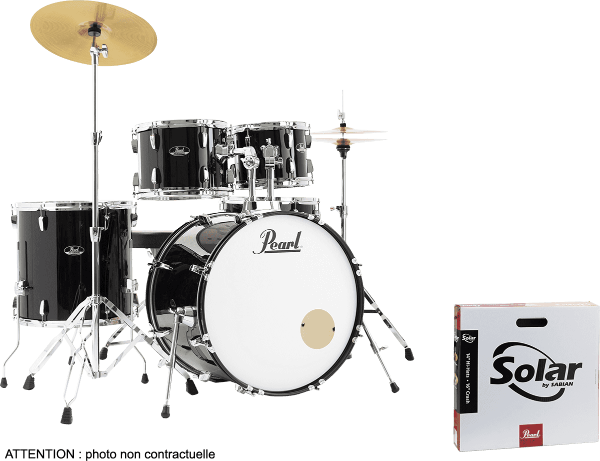 Pearl Rock 22 5 Futs + Pack Sabian Solar - Jet Black - Rock drum kit - Variation 6
