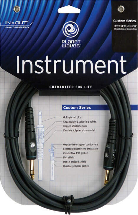 Planet Waves Instrument Jack 6.35mm G20 Custom Gold Droit 6m - Cable - Main picture