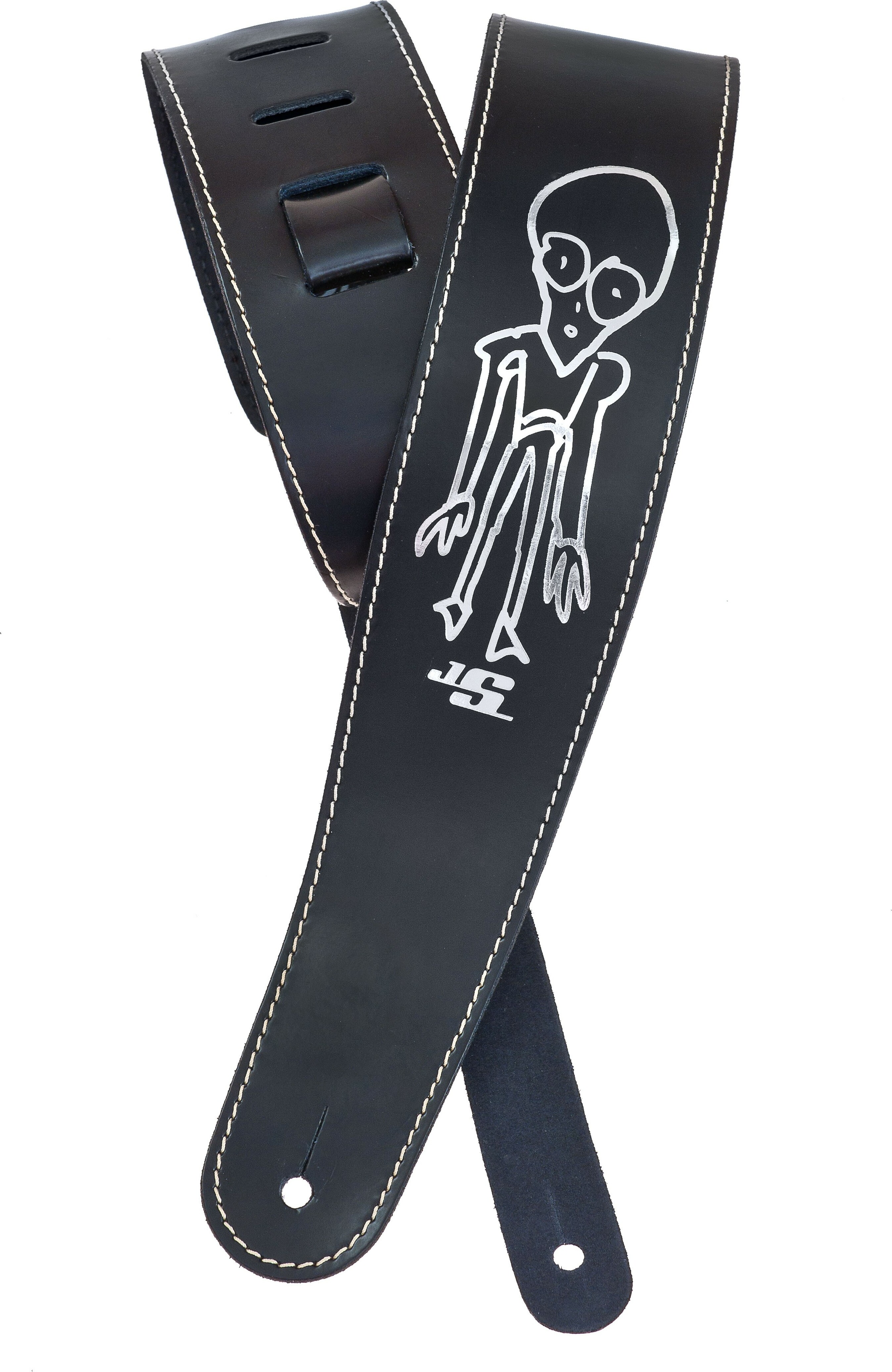 Planet Waves Joe Satriani Cuir Leather Grey Man - Guitar strap - Main picture