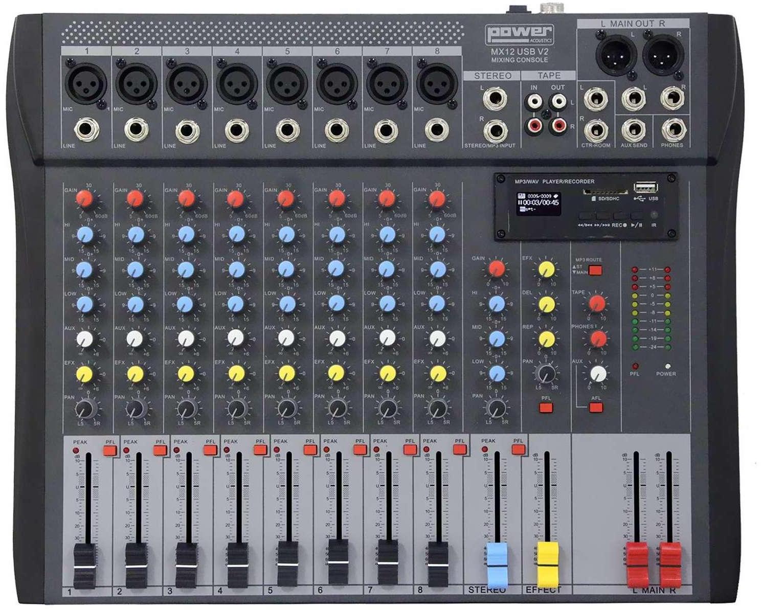 Analog mixing desk Power acoustics MX12 USB V2