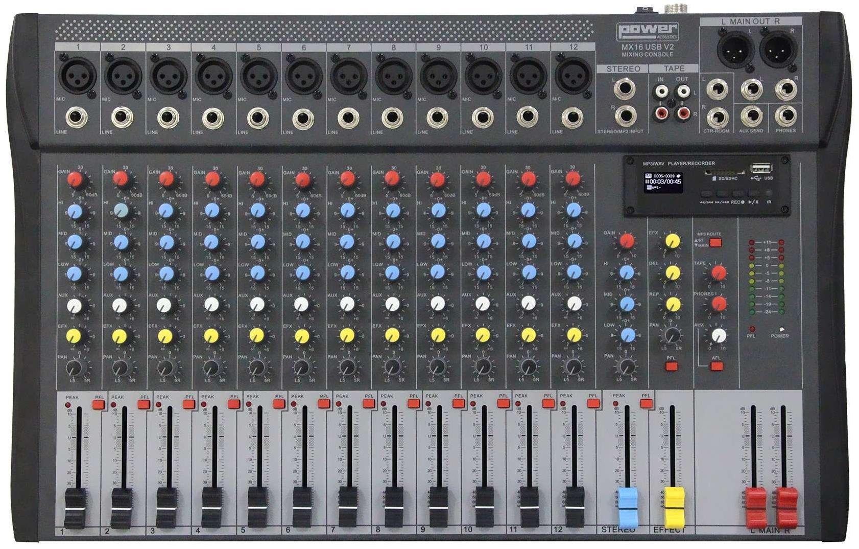 Analog mixing desk Power acoustics MX16 USB V2
