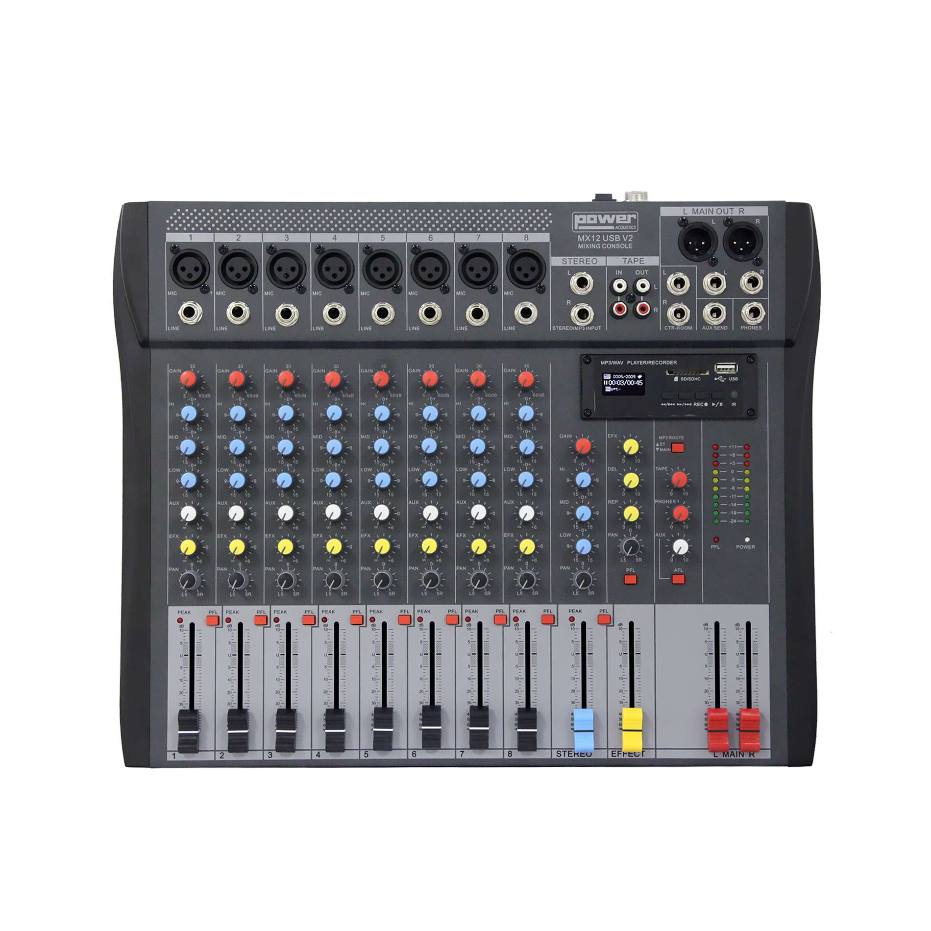 Power acoustics MX12 USB V2 Analog mixing desk