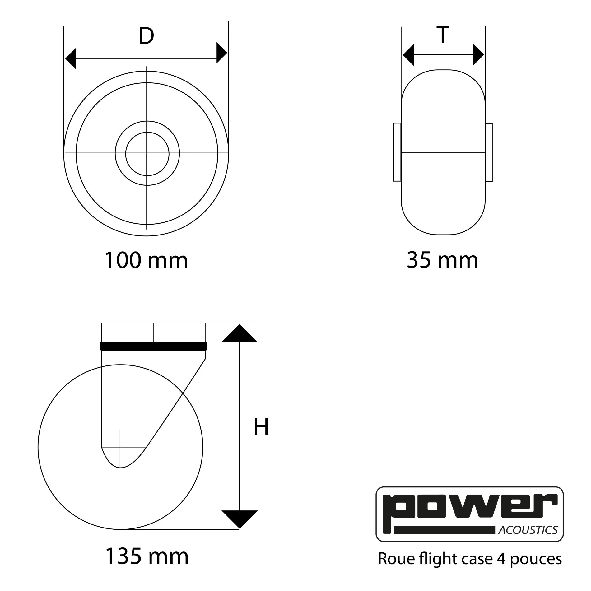 Power Acoustics Roue Flight Case 4 Pouces - - Bag & flightcase for lighting equipment - Variation 2