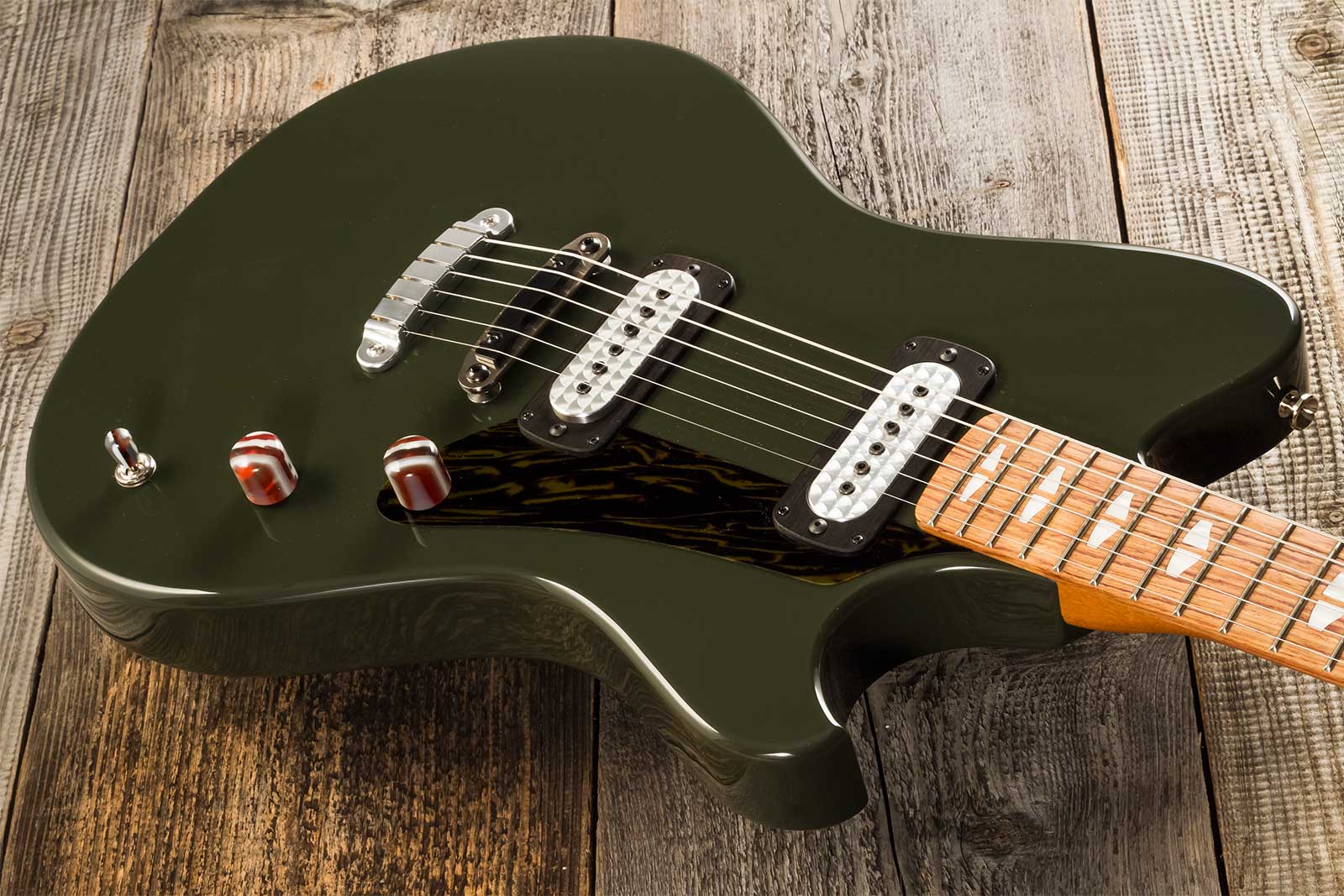 Powers Electric A-type 2s Ff42 Ht Mn #a494 - Black Olive - Retro rock electric guitar - Variation 2