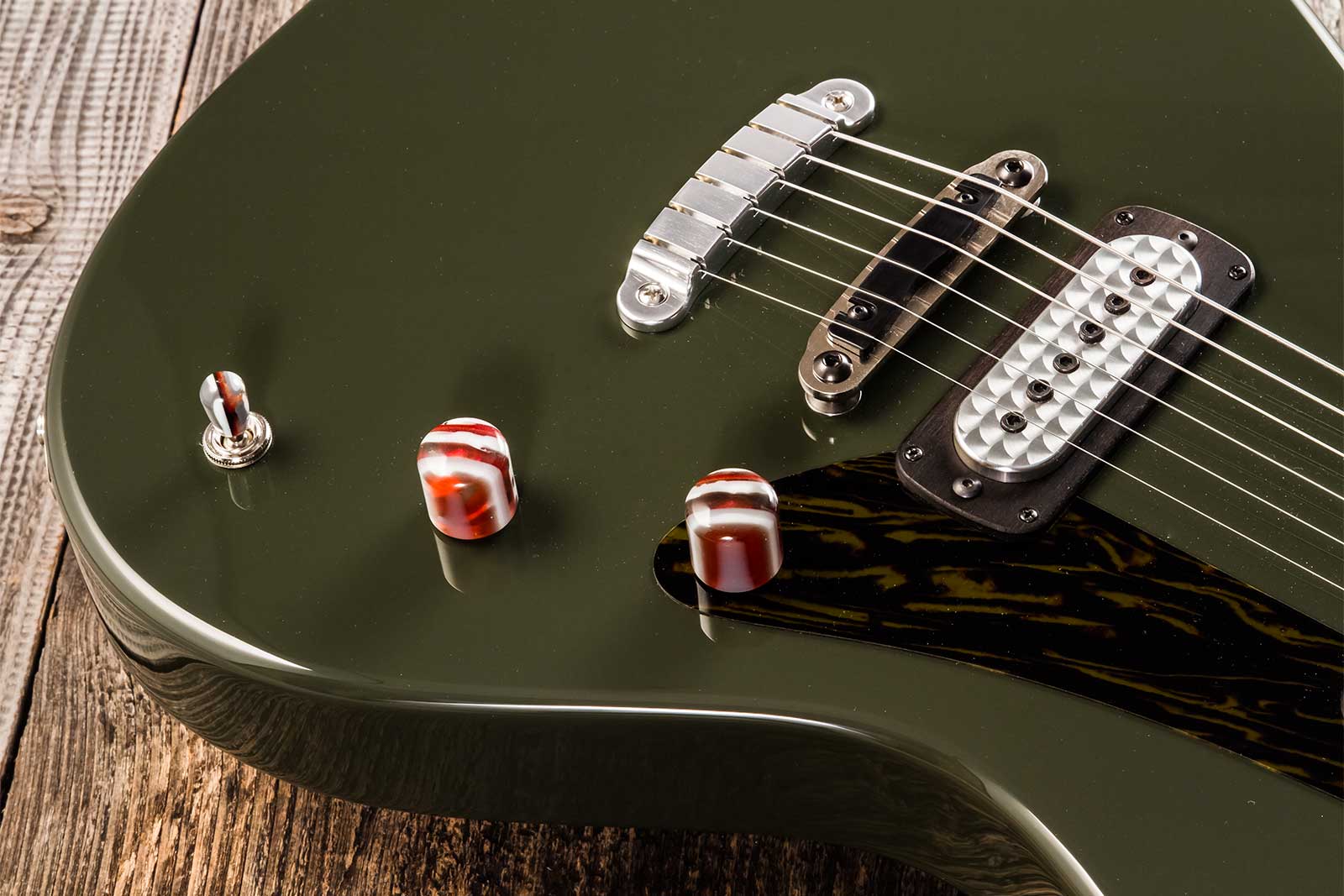 Powers Electric A-type 2s Ff42 Ht Mn #a494 - Black Olive - Retro rock electric guitar - Variation 3