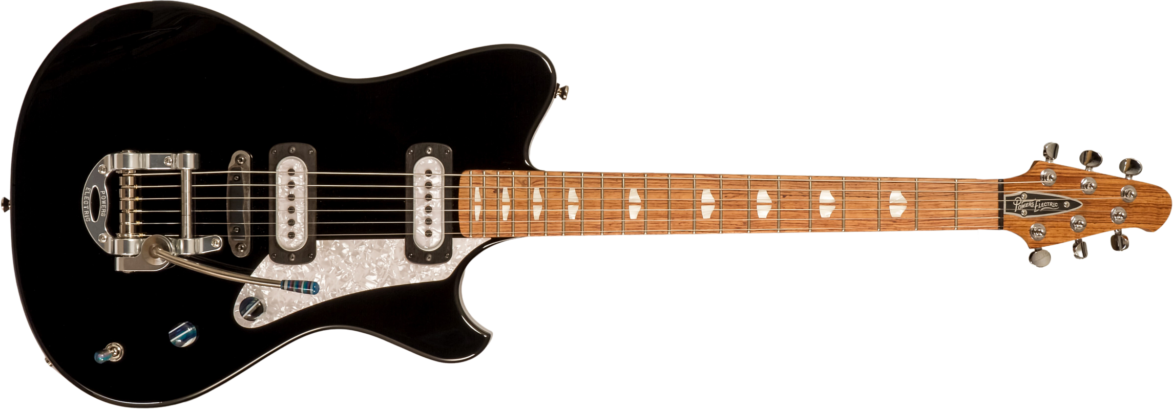 Powers Electric A-type Pf42 Vibrato 2s Trem Rw #a697 - Jet Black - Retro rock electric guitar - Main picture