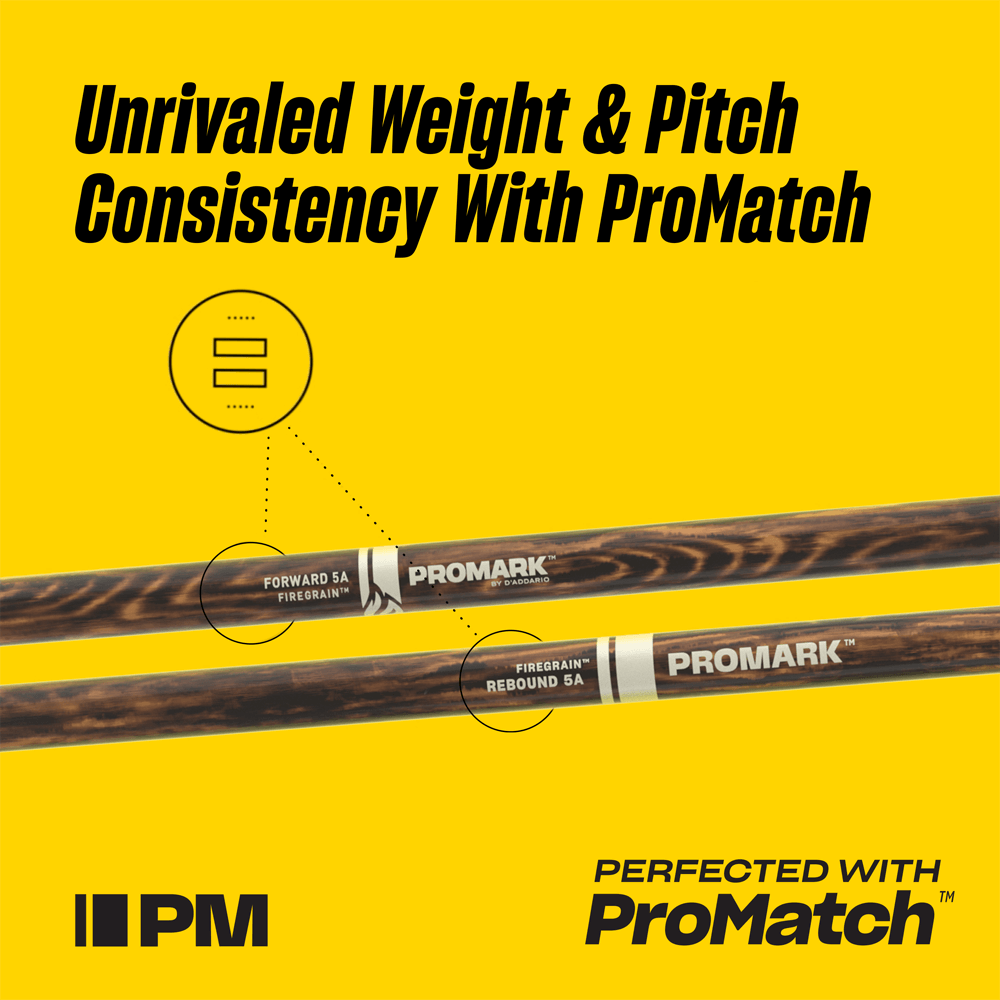 Pro Mark R5abfg Rebound 5ab Firegrain Hickory Drumstick, Acorn Wood Tip - Drum stick - Variation 3