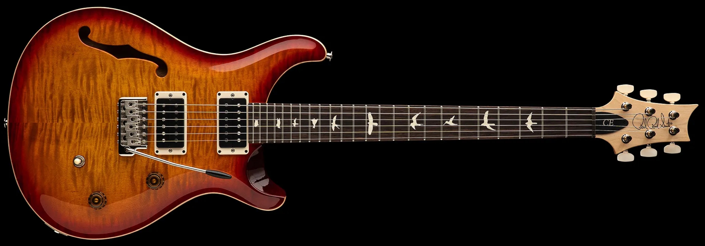 Prs Ce 24 Semi-hollow Bolt-on Usa 2h Trem Rw - Dark Cherry Sunburst - Semi-hollow electric guitar - Variation 3