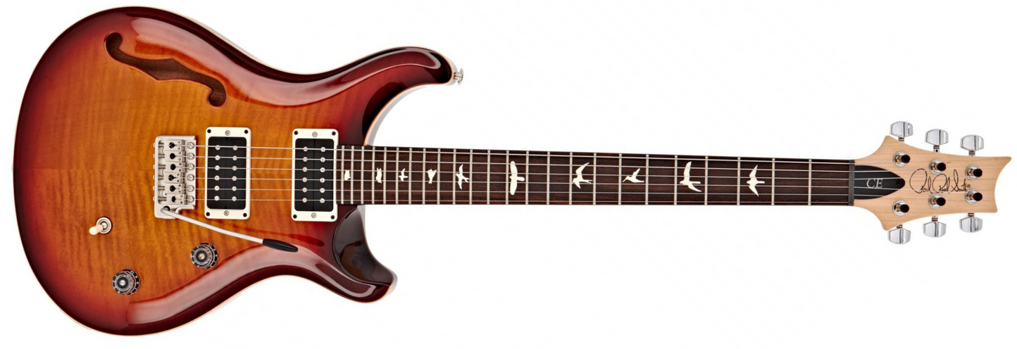 Prs Ce 24 Semi-hollow Bolt-on Usa Hh Trem Rw - Dark Cherry Sunburst - Double cut electric guitar - Main picture