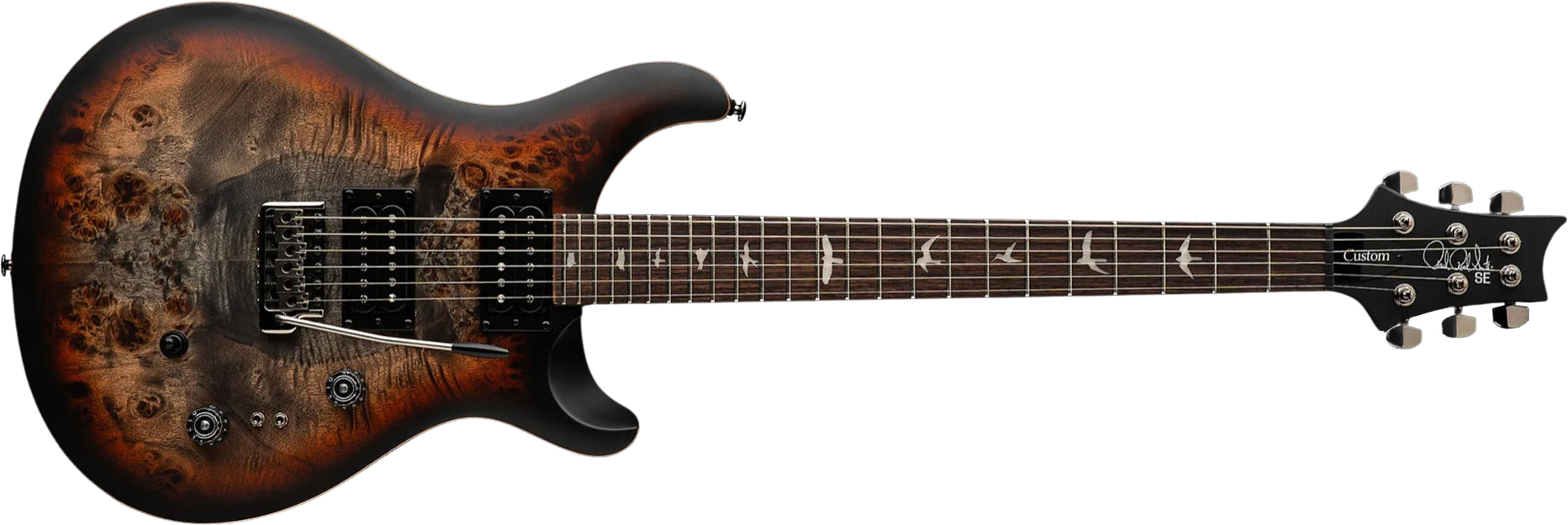 Prs Custom 24-08 Poplar Burl Se Exotic Veneer Trem 2h Rw - Charcoal Cherry Midnight Burst - Double cut electric guitar - Main picture
